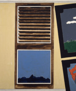 1965<br>Interno particolare della persiana n.2<br>smalto industriale e pennarello su tela<br>cm 80x100