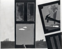 1965<br>' Interno particolare della porta '<br>smalto industriale e pennarello su tela<br>cm 80x100