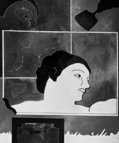 1965<br>La testa di Adamo<br>smalto industriale e pennarello su tela<br>cm 115x90