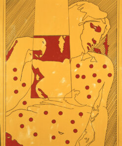 1966<br>Da Michelangelo<br>smalto industriale e pennarello su tela<br>cm 130x100