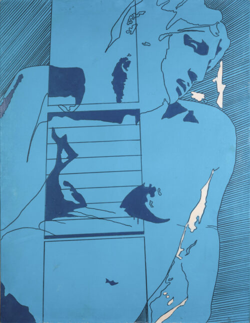 1966<br>Da Michelangelo<br>smalto industriale e pennarello su tela<br>cm 115x90