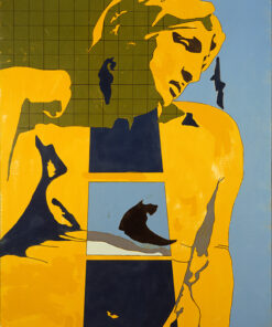 1966<br>Da Michelangelo<br>smalto industriale e pennarello su tela<br>cm 115x90