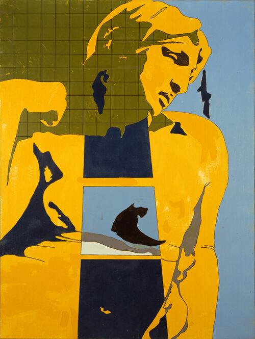 1966<br>Da Michelangelo<br>smalto industriale e pennarello su tela<br>cm 115x90