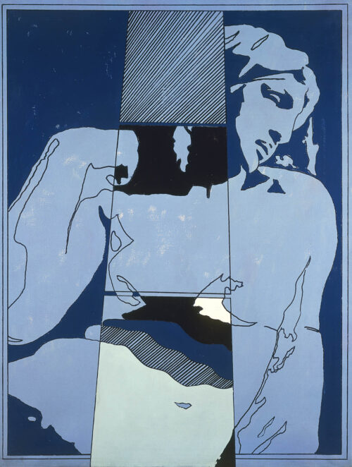 1966<br>Da Michelangelo<br>smalto industriale e pennarello su tela<br>cm 115x90