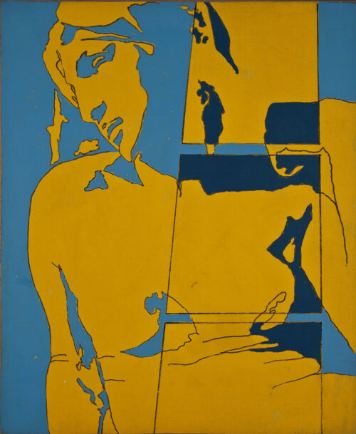 1966 15 giugno<br>Da Michelangelo<br>smalto industriale e pennarello su tela<br>cm 70x50