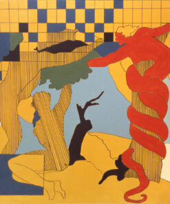 1966 giugno<br>Il peccato originale<br>smalto industriale e pennarello su tela<br>cm 90x115