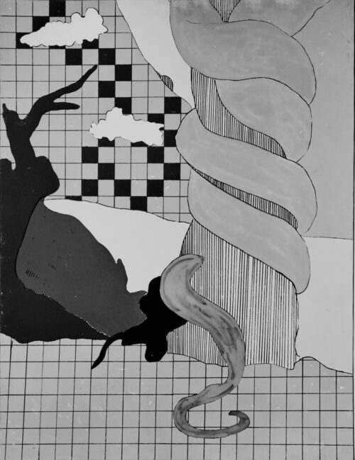 1966<br>Dal peccato originale<br>smalto industriale e pennarello su tela<br>cm 115x90