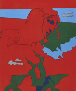 1966<br>Michelangelo secondo Tano Festa<br>smalto industriale e pennarello su tela<br>cm 100x80