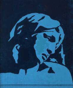 1966 ottobre<br>Celeste e blu n.1<br>smalto industriale e pennarello su tela<br>cm 65x55