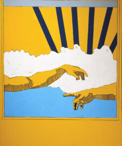1966<br>La creazione dell'uomo<br>smalto industriale e pennarello su tela<br>cm 130x100