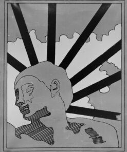 1966<br>La testa di Adamo, dedicato a Franco Angeli<br>smalto industriale e pennarello su tela<br>cm 90x70