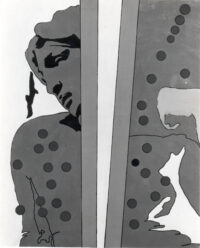 1967<br>Michelangelo<br>smalto industriale e pennarello su tela<br>cm 80x65