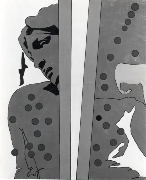 1967<br>Michelangelo<br>smalto industriale e pennarello su tela<br>cm 80x65