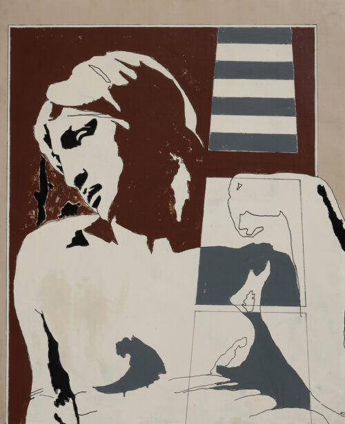 1967 settembre<br>Da Michelangelo, Verde Veronese<br>smalto industriale e pennarello su tela<br>cm 100x80