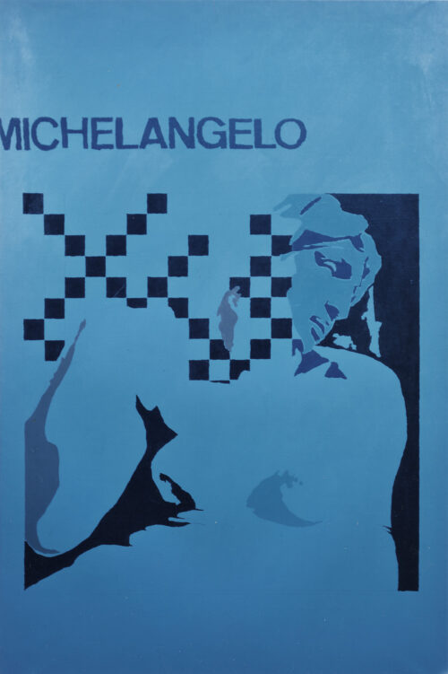 1967 ottobre<br>New York City<br>Michelangelo according to Tano Festa (I came from Italy)<br>smalto industriale e pennarello su tela<br>cm 150x100