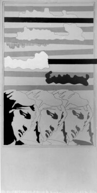 1967<br>New York City<br>Michelangelo according to Tano Festa<br>smalto industriale e pennarello su tela<br>cm 180x90