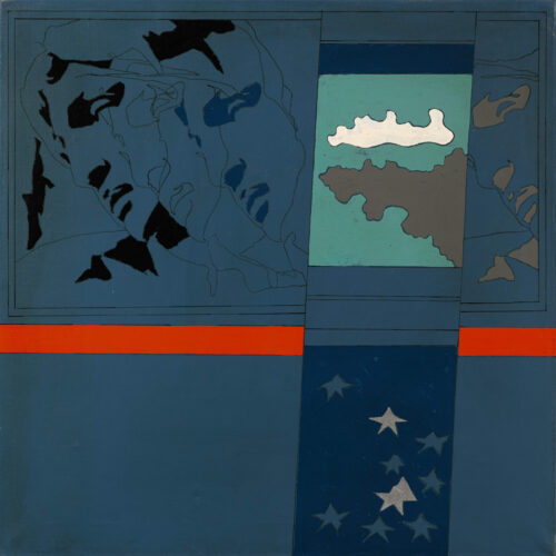 1967 ottobre<br>New York City<br>N.17, The strike of the stars Michelangelo according to Tano Festa<br>smalto industriale e pennarello su tela<br>cm 90x90