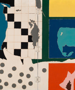 1967 ottobre<br> New York City<br>Michelangelo according to Tano Festa<br>smalto industriale e pennarello su due tele unite da cerniere<br>cm 60x100