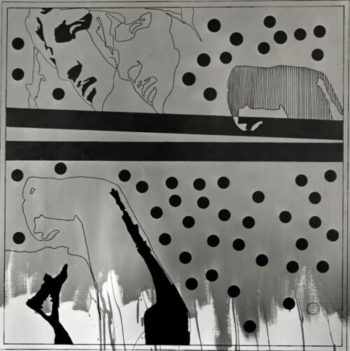 1967 ottobre<br>Michelangelo according to Tano Festa n.15<br>smalto industriale e pennarello su tela<br>cm 90x90