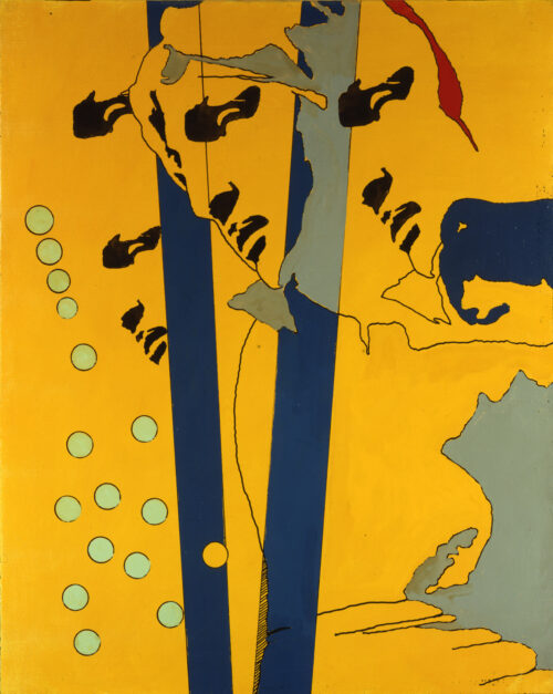 1967<br>Michelangelo according to Tano Festa<br>smalto industriale e pennarello su tela<br>cm 80x65