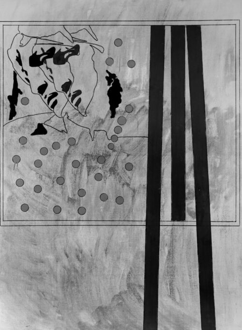 1967<br>Michelangelo according to Tano Festa n.27<br>smalto industriale e pennarello su tela<br>cm 130x95