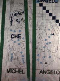 1967<br>Michelangelo according to Tano Festa n.28<br>smalto industriale e pennarello su tela<br>cm 130x100