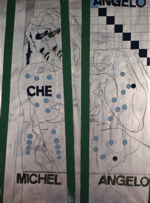 1967<br>Michelangelo according to Tano Festa n.28<br>smalto industriale e pennarello su tela<br>cm 130x100