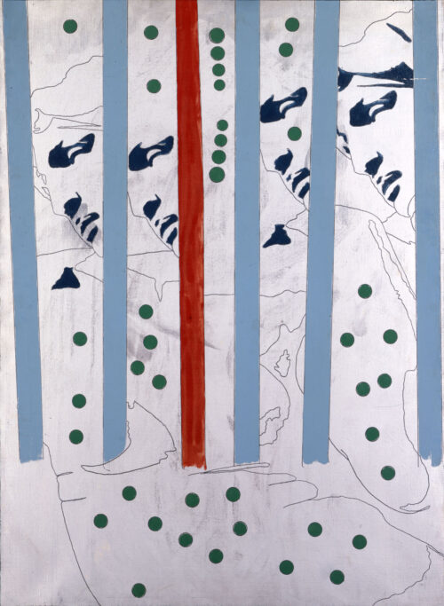 1967<br>Michelangelo according to Tano Festa<br>smalto industriale e pennarello su tela<br>cm 130x95