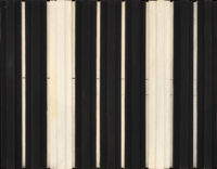 1967<br>smalto industriale per l'edilizia su moduli di legno sagomati disposti su ambo i lati<br>cm 30x40