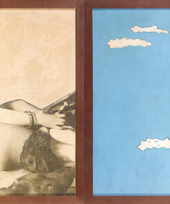 1967<br>collage fotografico, smalto industriale e collage di legno su tavola<br>cm 200x300 (4 pannelli cm 200x75)