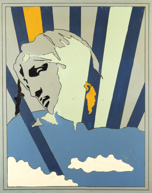 1967<br>Michelangelo according to Tano Festa<br>smalto industriale e pennarello su tela<br>cm 80x65<br>