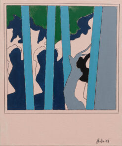 1968 ottobre, Roma<br>Dal peccato originale<br>smalto industriale e pennarello su tela<br>cm 65x55