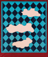 1968<br>Le nuvole rosa<br>smalto industriale e pennarello su tela<br>cm 65x55