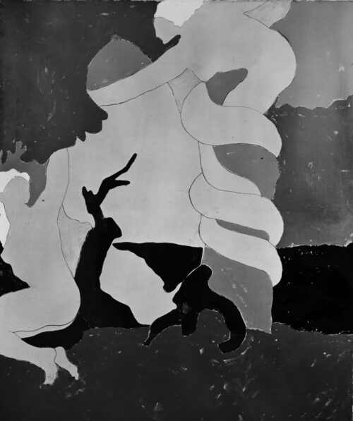 1968 Milano<br>Dal peccato originale<br>smalto industriale e pennarello su tela<br>cm 160x130