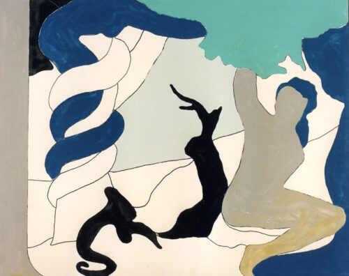 1968 15 febbraio<br>Il peccato originale<br>smalto industriale e pennarello su tela<br>cm 80x100