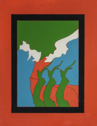 1969<br>Paesaggio<br>smalto industriale e pennarello su tela<br>cm 90x70