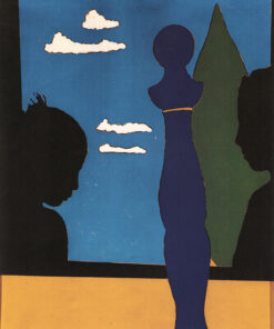 1969<br>Visita al museo<br>smalto industriale e pennarello su tela<br>cm 90x70