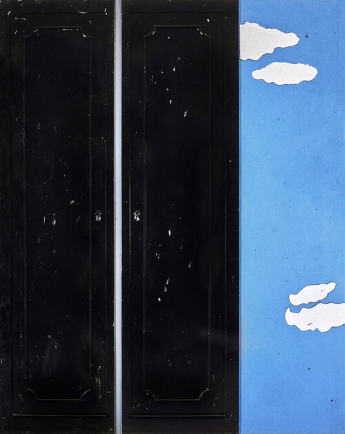 1963<br>Magritte<br>smalto industriale, ante di armadio su tavola<br>cm 160x130