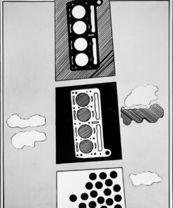 1965 settembre<br>Cielo meccanico<br>smalto industriale e pennarello su tela<br>cm 100x80