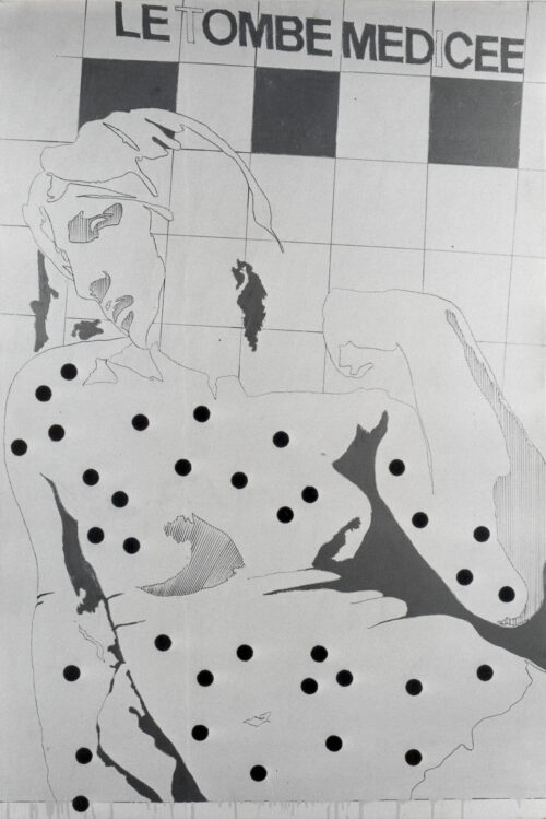 1968 ottobre, New York<br>Michelangelo according to Tano Festa n 5<br>smalto industriale e pennarello su tela<br>cm 155x105