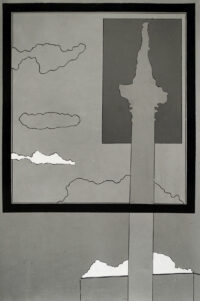 1969<br>Solitudine nella piazza n.3<br>smalto industriale e pennarello su tela<br>cm 150x100