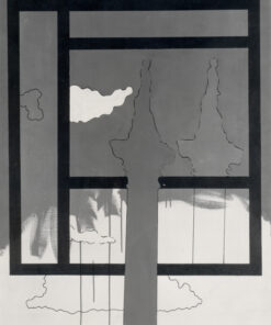 1969<br>Solitudine nella piazza n.5<br>smalto industriale e pennarello su tela<br>cm 160x100