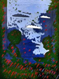 1970<br>' Pernumia, Figure '<br>smalto industriale e pennarello su tela<br>cm 80x60