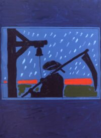 1970<br>Pernumia, Il Falciatore<br>smalto, pittura industriale, pennarello su tela<br>cm 80x60