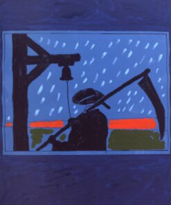 1970<br>Pernumia, Il Falciatore<br>smalto, pittura industriale, pennarello su tela<br>cm 80x60