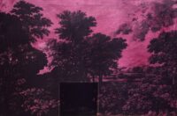 1970<br>Paesaggio antico<br>smalto alla anilina e fotografia emulsionata su tela<br>cm 70x100