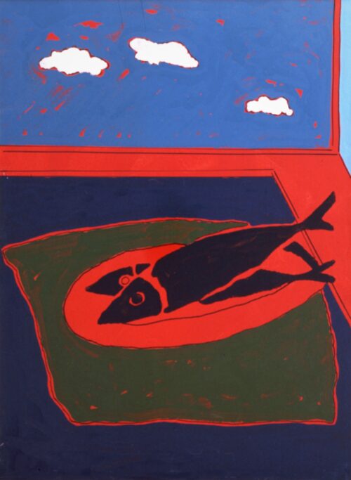 1970<br>Natura morta<br>smalto industriale e pennarello su tela<br>cm 80x60