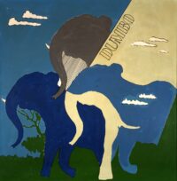 1970 11 giugno<br>Dumbo<br>smalto industriale e pennarello su tela<br>cm 80x80