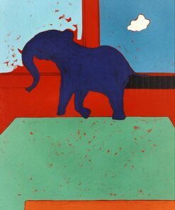 1970<br>Pernumia, ' Elefante '<br>smalto industriale e pennarello su tela<br>cm 80x60