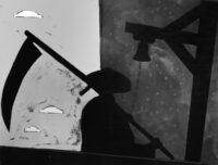 1971<br>Da Dreyer<br>smalto, pittura industriale, pennarello su tela<br>cm 90x115